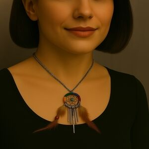 Boho GUESS Dreamcatcher Pendant Necklace – Feather & Bead Charm Women’s  Jewelry